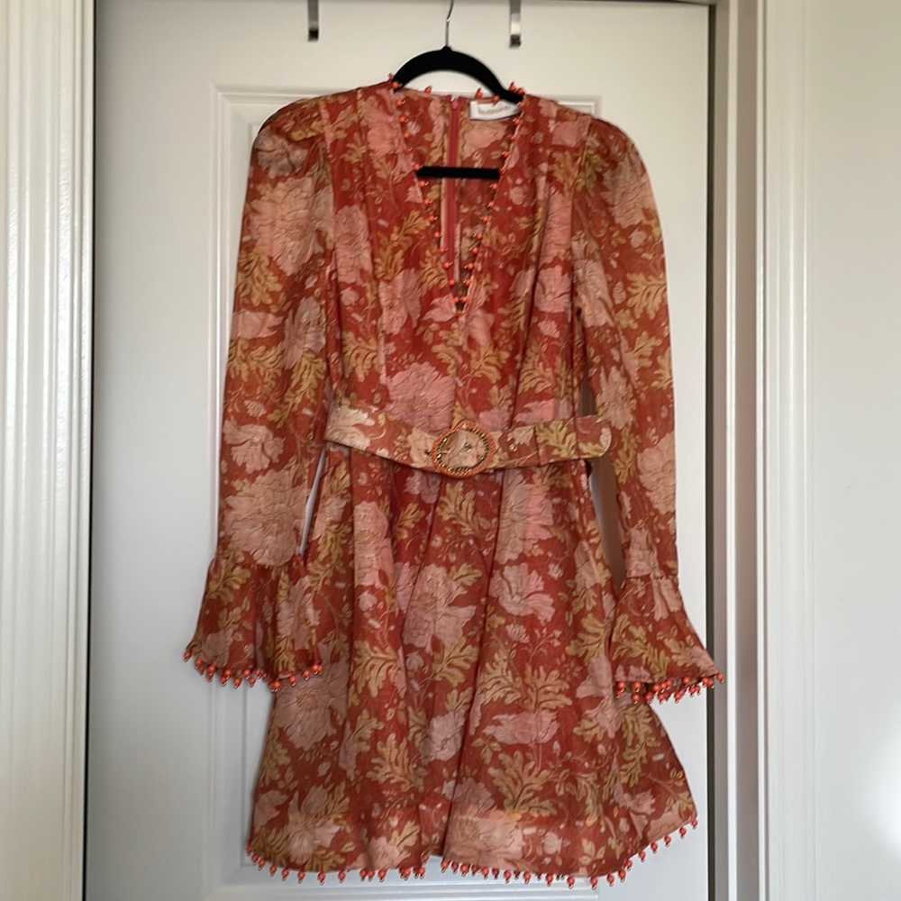 Kaleidoscope belted embellished floral-print linen and silk-blend mini d…